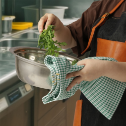 KH Megachef Glass Cloth Chequered Teatowel Green