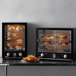 Roband  PMB25L Black Pie Warmer Merchandiser Door Both Sides 25 Pie Capacity