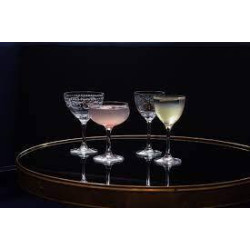 Rona Minners Vintage Dots Coupe Champagne Saucer Glass