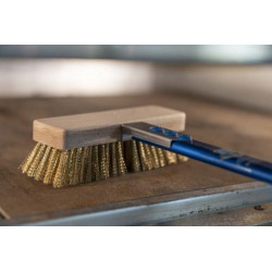 GI Metal Azzurra Low Fixed Brass Pizza Oven Brush 27x6cm