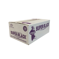 Super Black Recycled Heavy Duty Bin Liners 240 Ltr (Pack of 100)