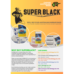 Super Black Recycled Heavy Duty Bin Liners 80 Ltr (Pack of 200)